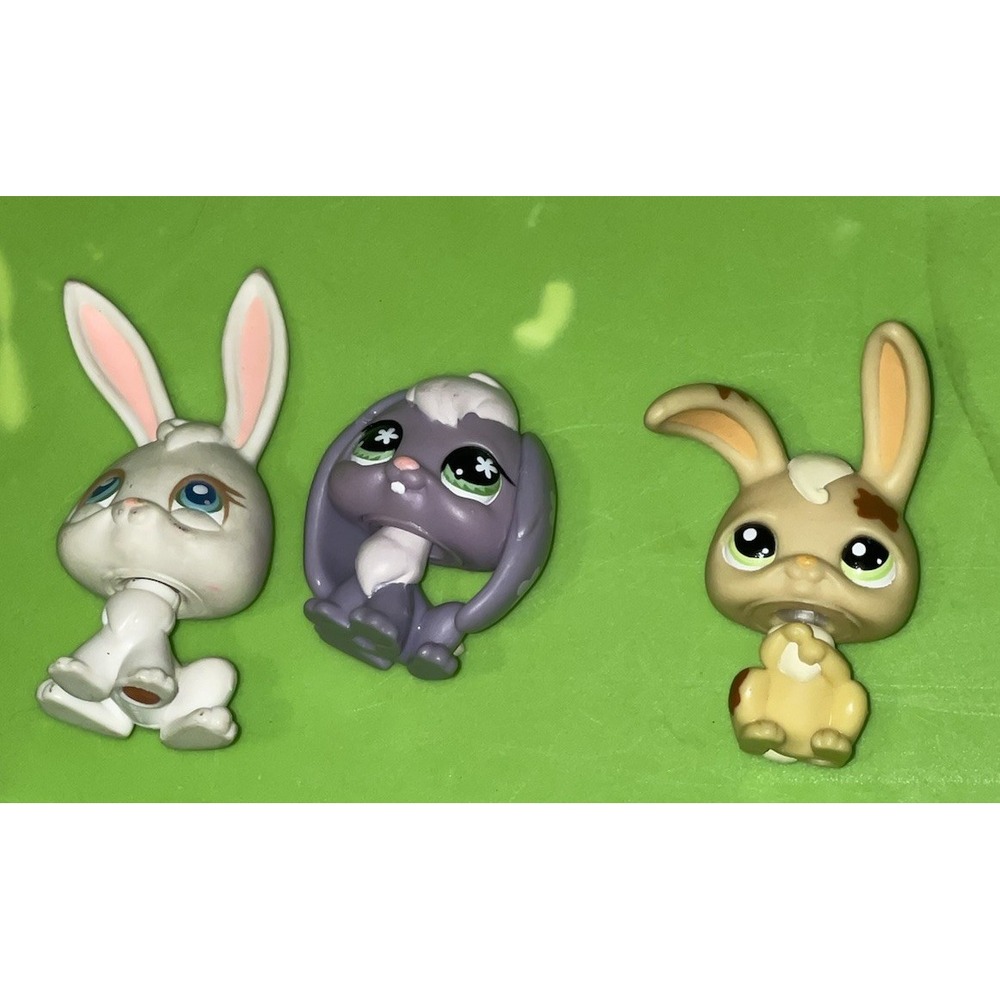 Lot of 3 Littlest Pet Shop Bunnies #648, #3, #972